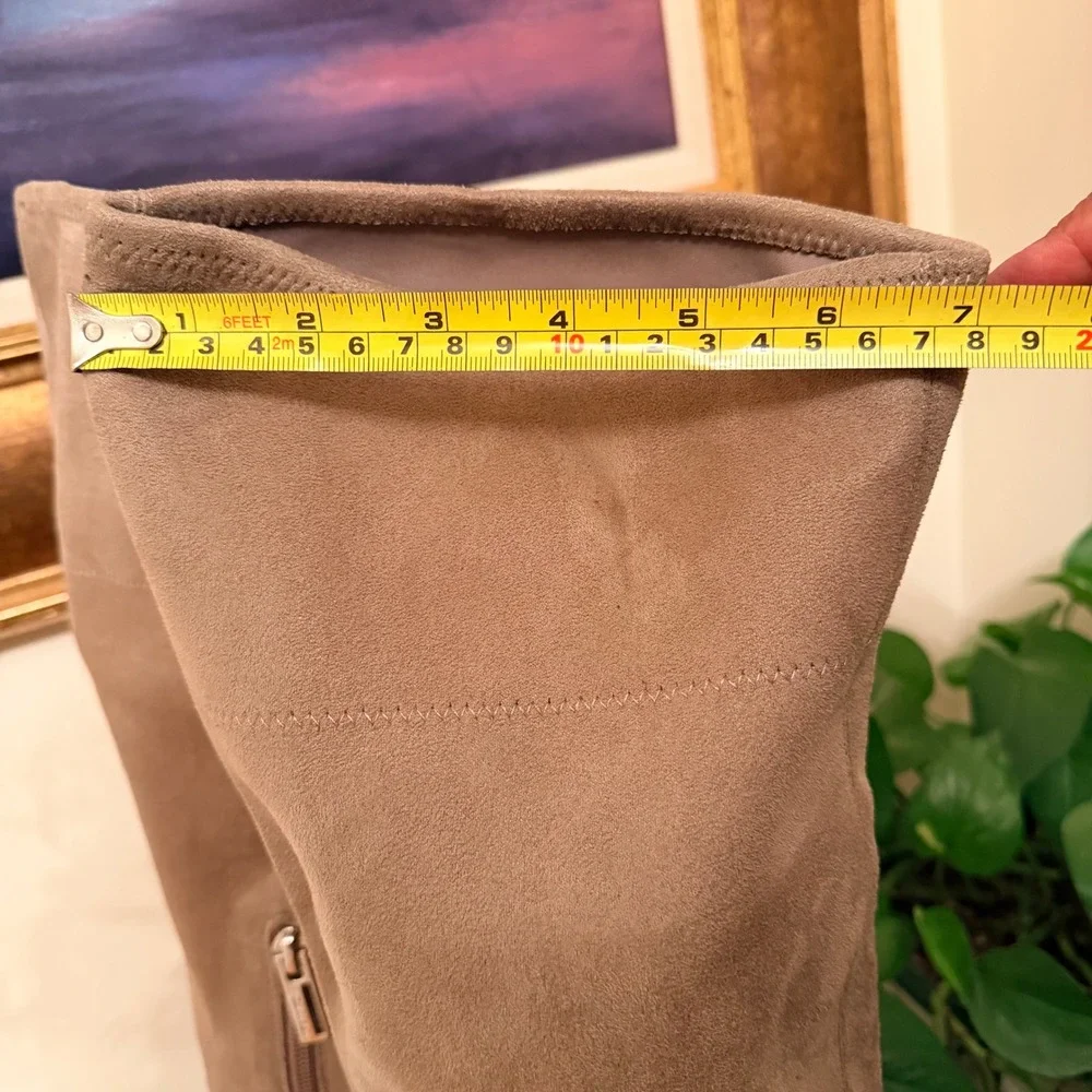 Calvin Klein Rae Size 7.5 Taupe OTK Riding Boot Stretch Equestrian Boho Chic